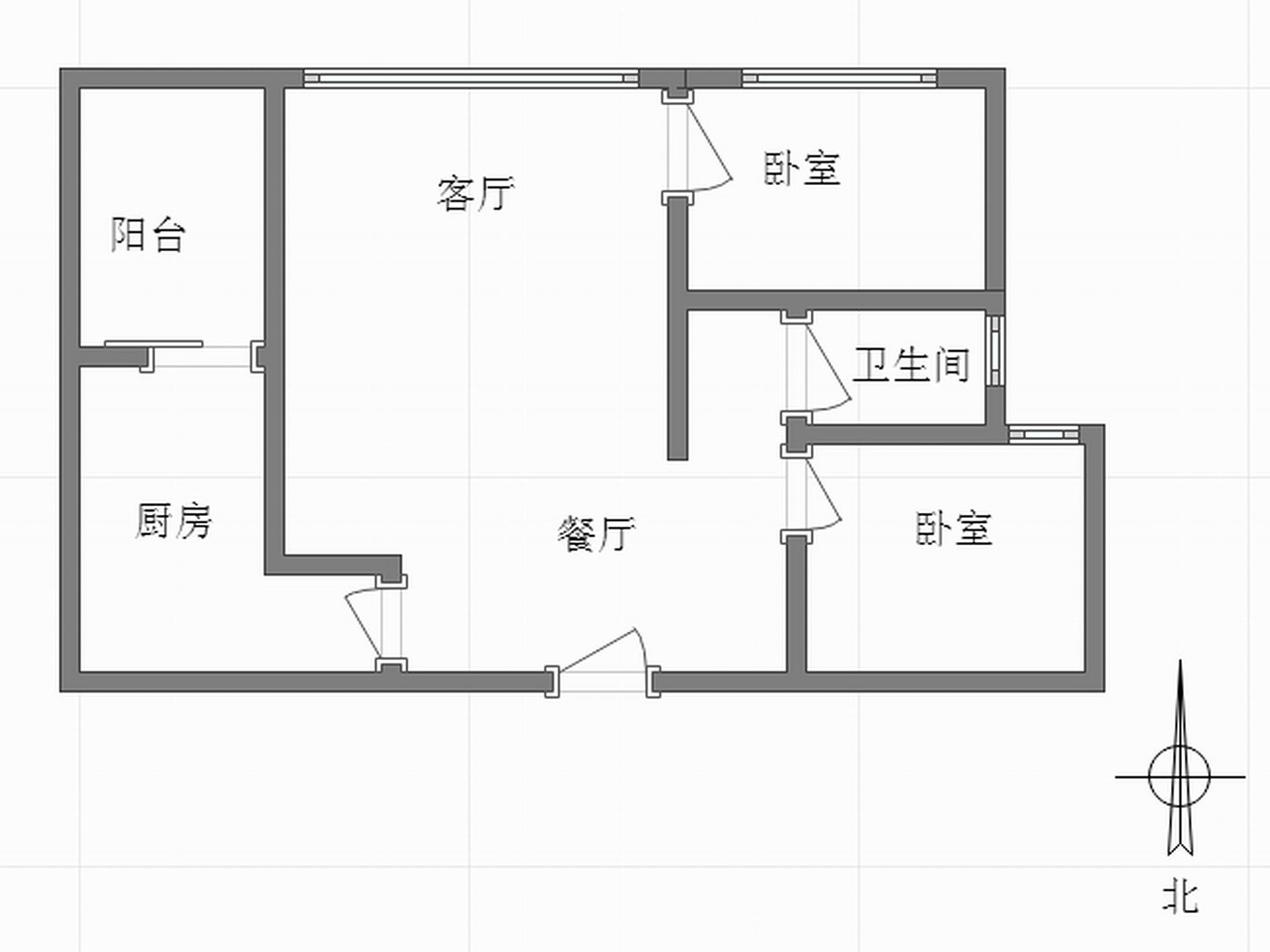 李家沱 环球时代广场二房1300元/月租房户型图